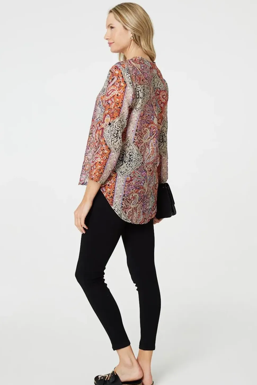 Paisley 3/4 Sleeve V-Neck Blouse