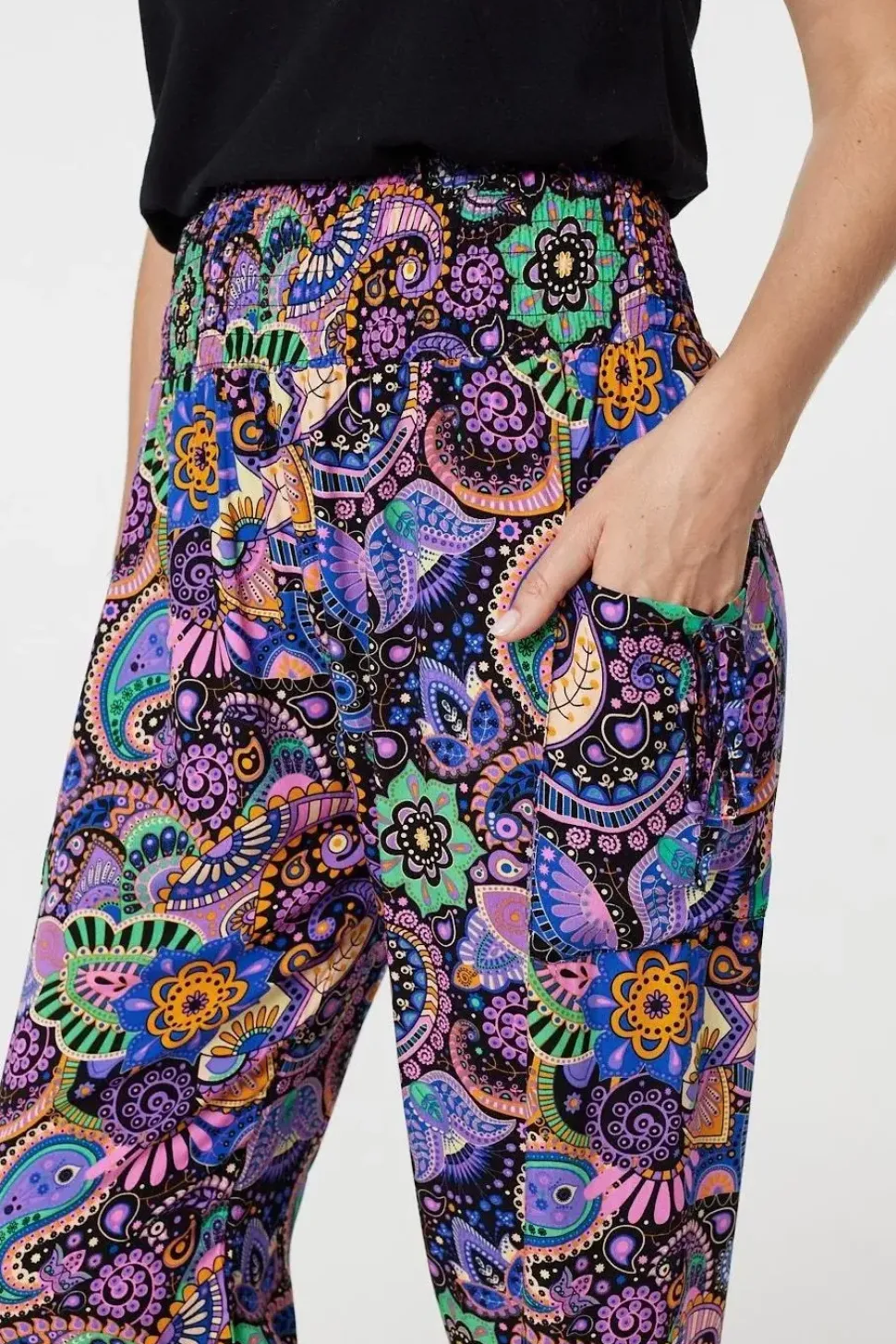 Paisley Tassel Pocket Harem Pants