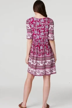 Paisley Tassel Tie Short Dress
