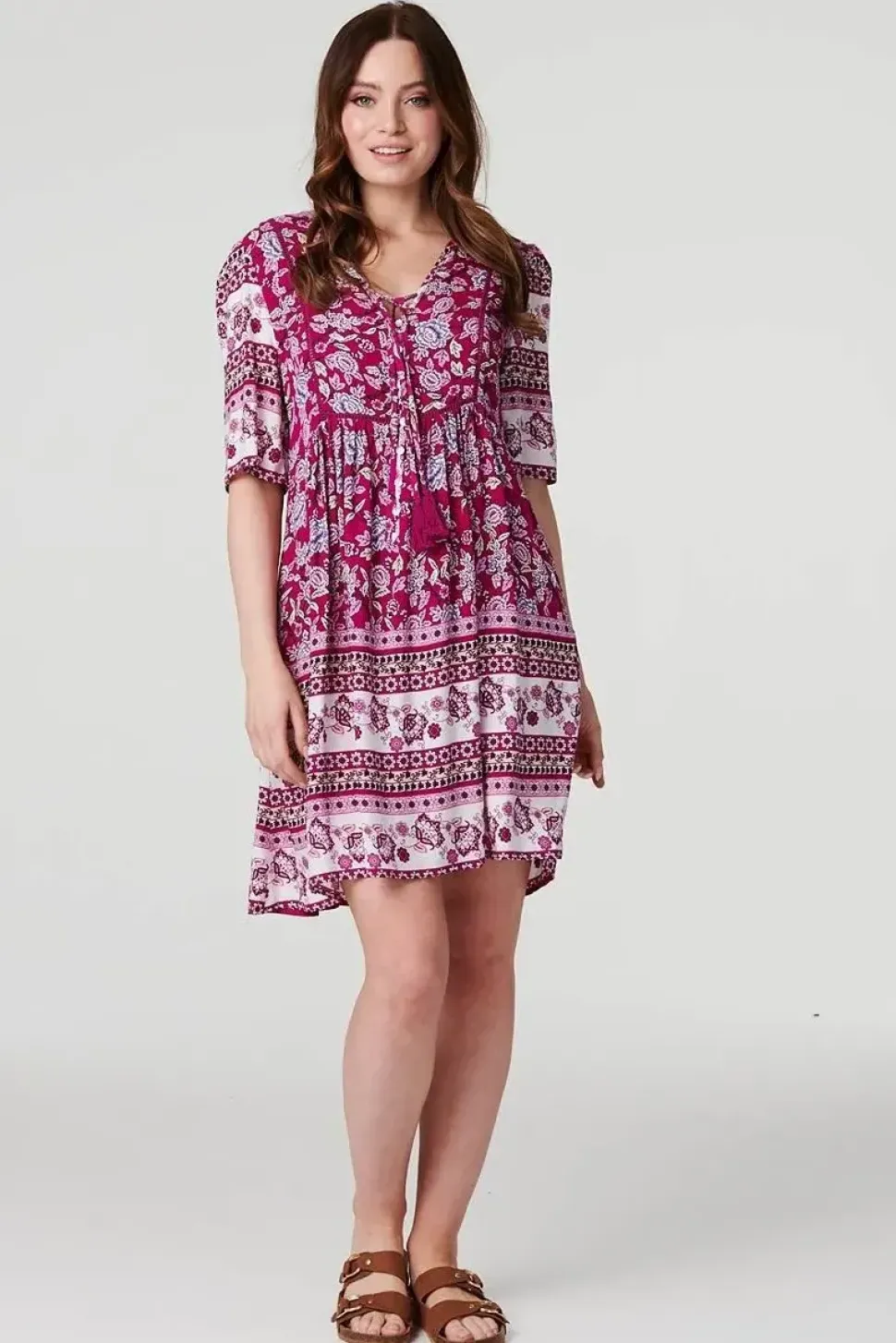 Paisley Tassel Tie Short Dress
