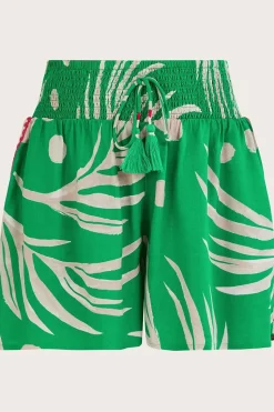 Palm Print Crochet Trim Shorts