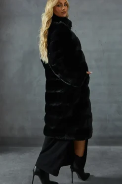Panelled Faux Fur Coat
