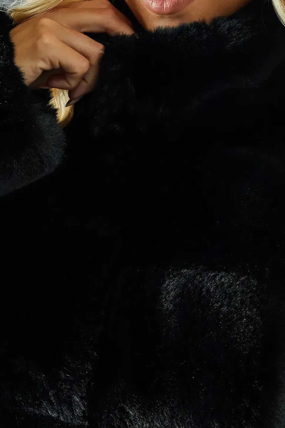 Panelled Faux Fur Coat