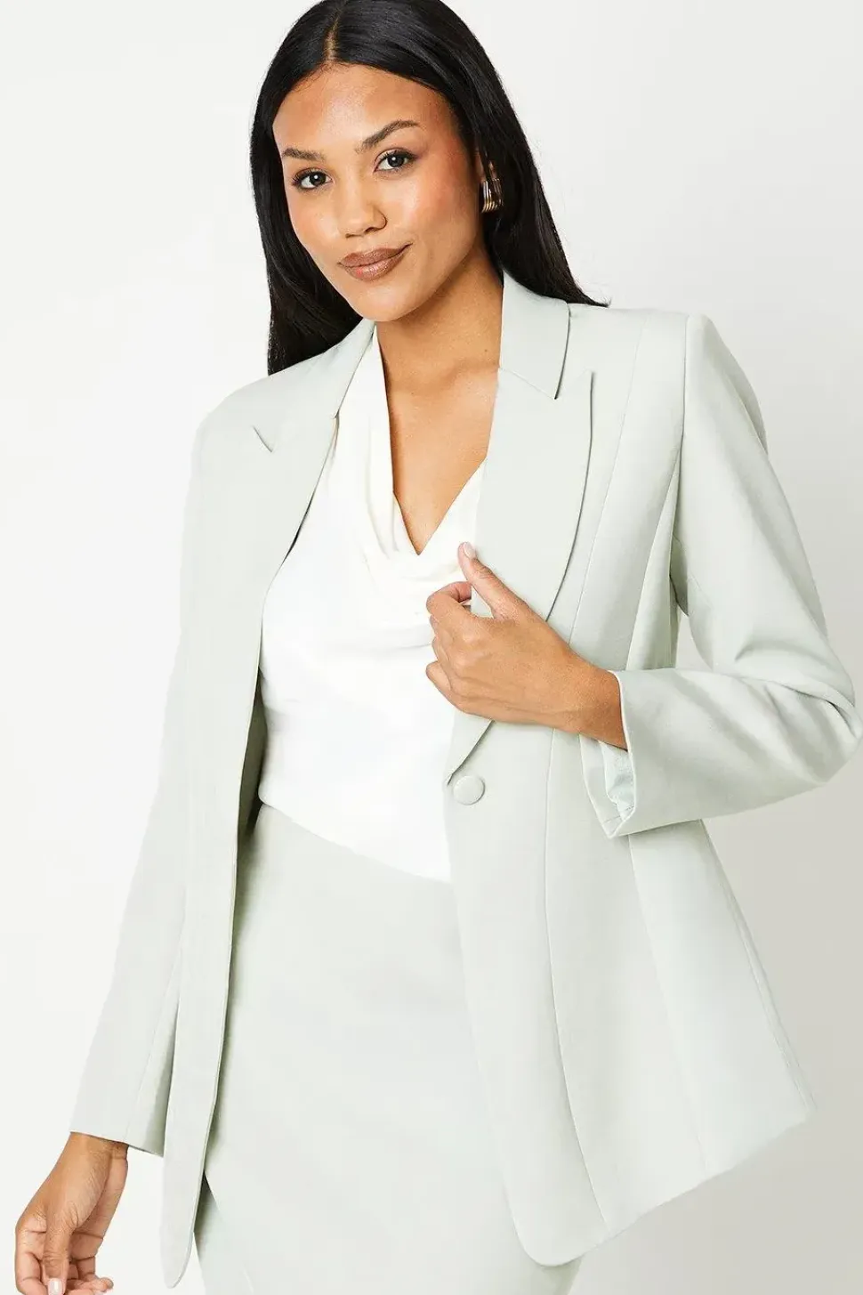 Panelled Long Line Single Breasted Blazer