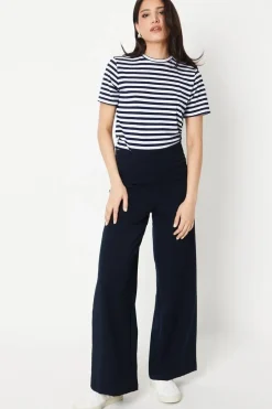 Panelled Waist Straight Leg Trousers