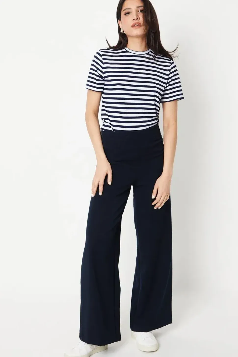 Panelled Waist Straight Leg Trousers