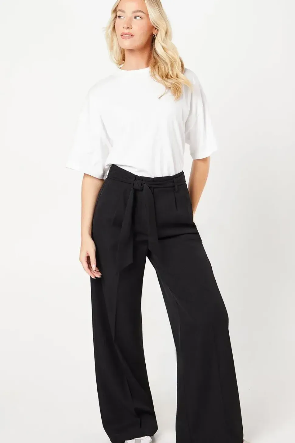 Paperbag Belted Wide Leg Trouser