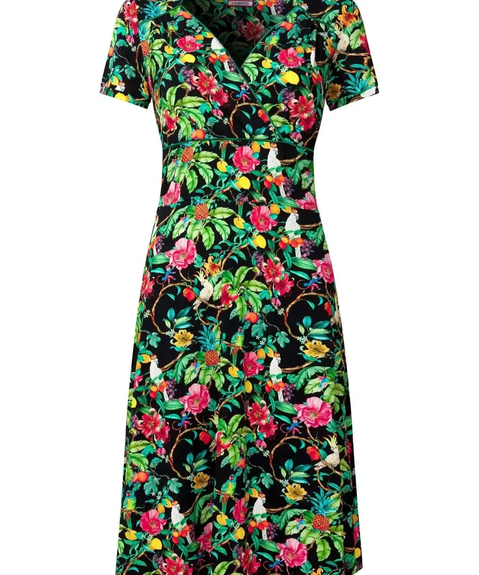Parrot Knee Length Jersey Wrap Dress