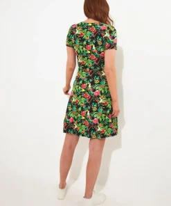 Parrot Knee Length Jersey Wrap Dress