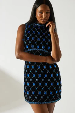 Party Blue Jewel Mini Dress