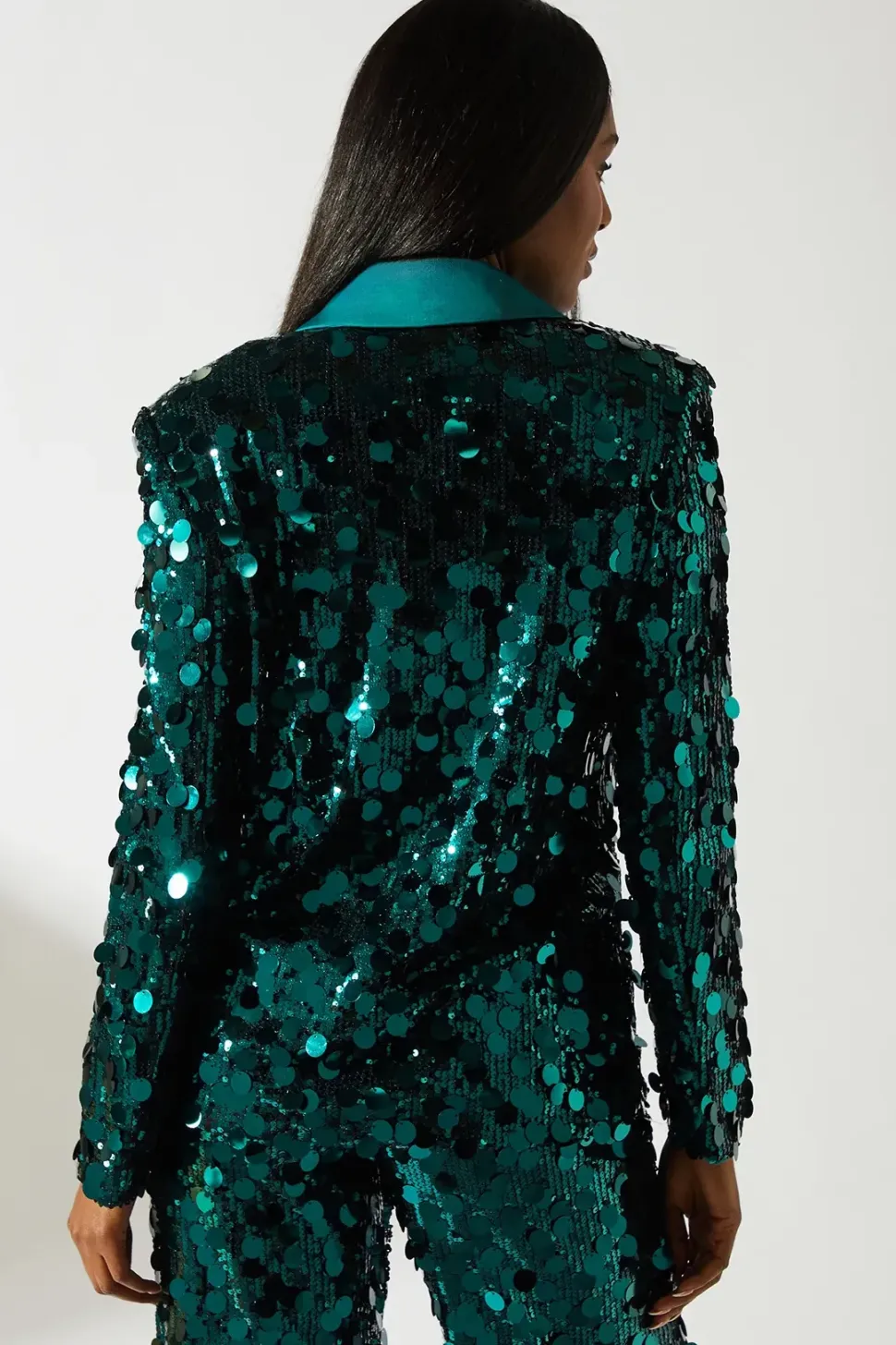 Party Disc Sequin Satin Trim Blazer