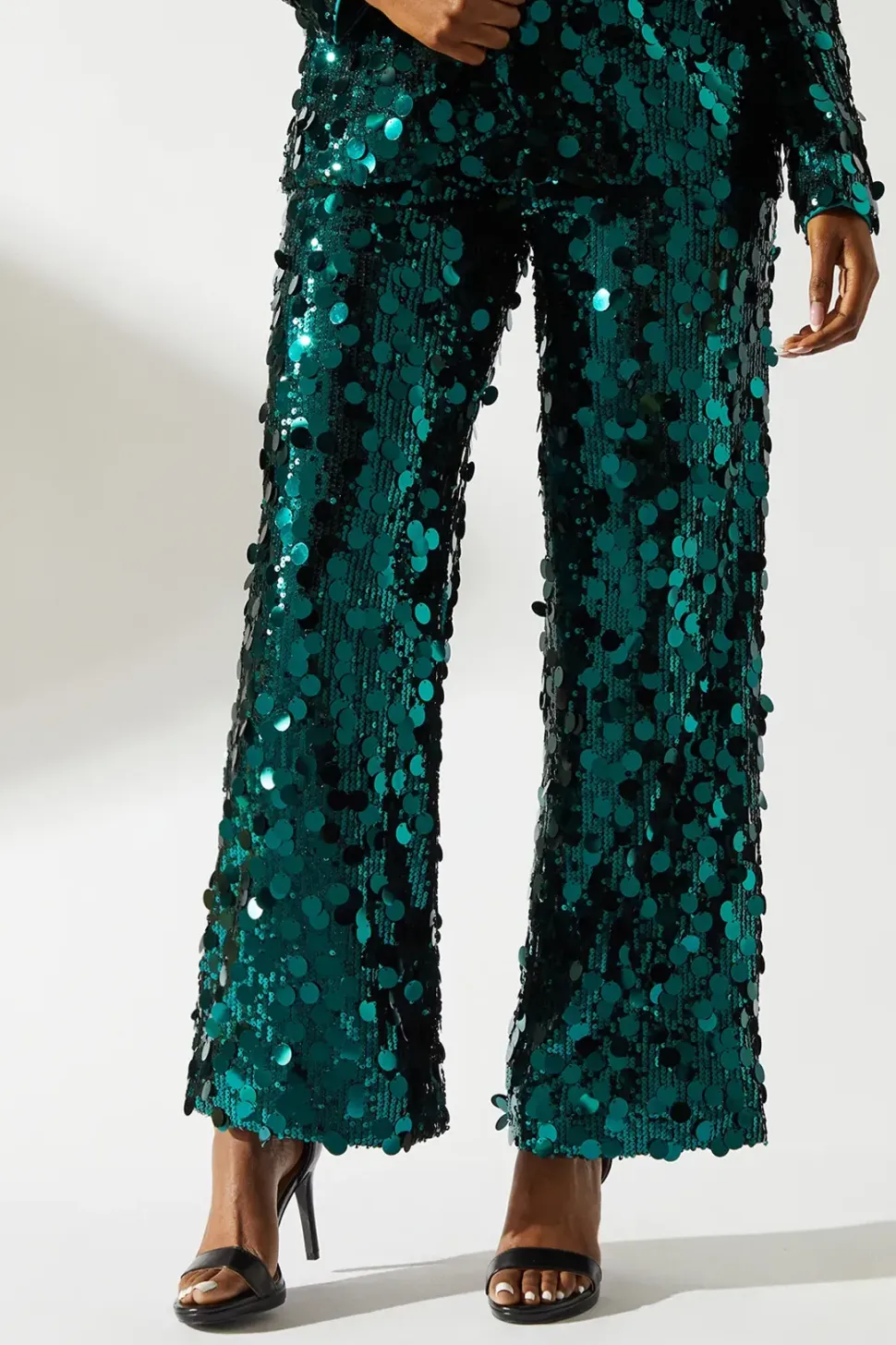 Party Disc Sequin Satin Trim Trouser