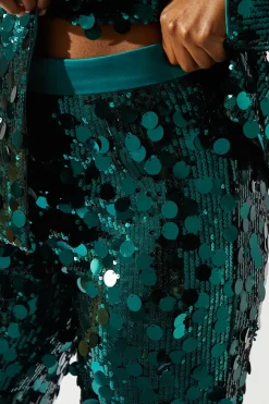 Party Disc Sequin Satin Trim Trouser