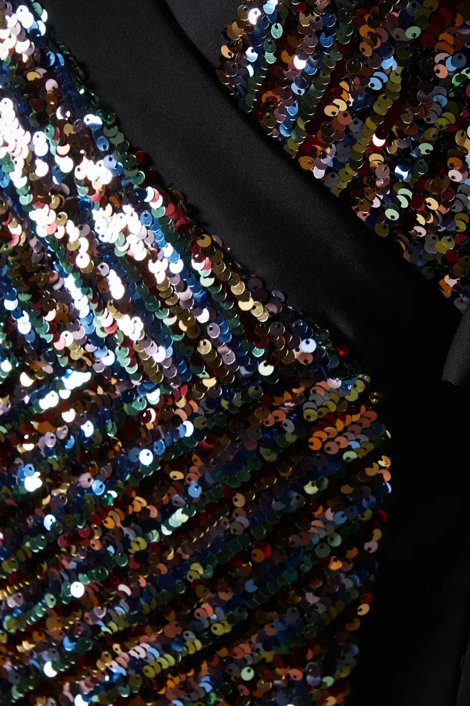 Party Rainbow Sequin Long Sleeve Satin Midi Dress