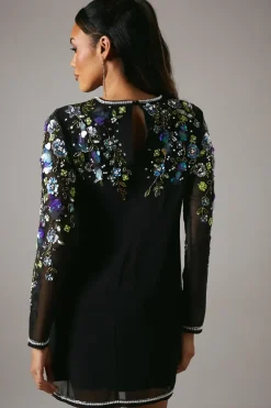 Party Sequin Long Sleeve Black Mini Dress