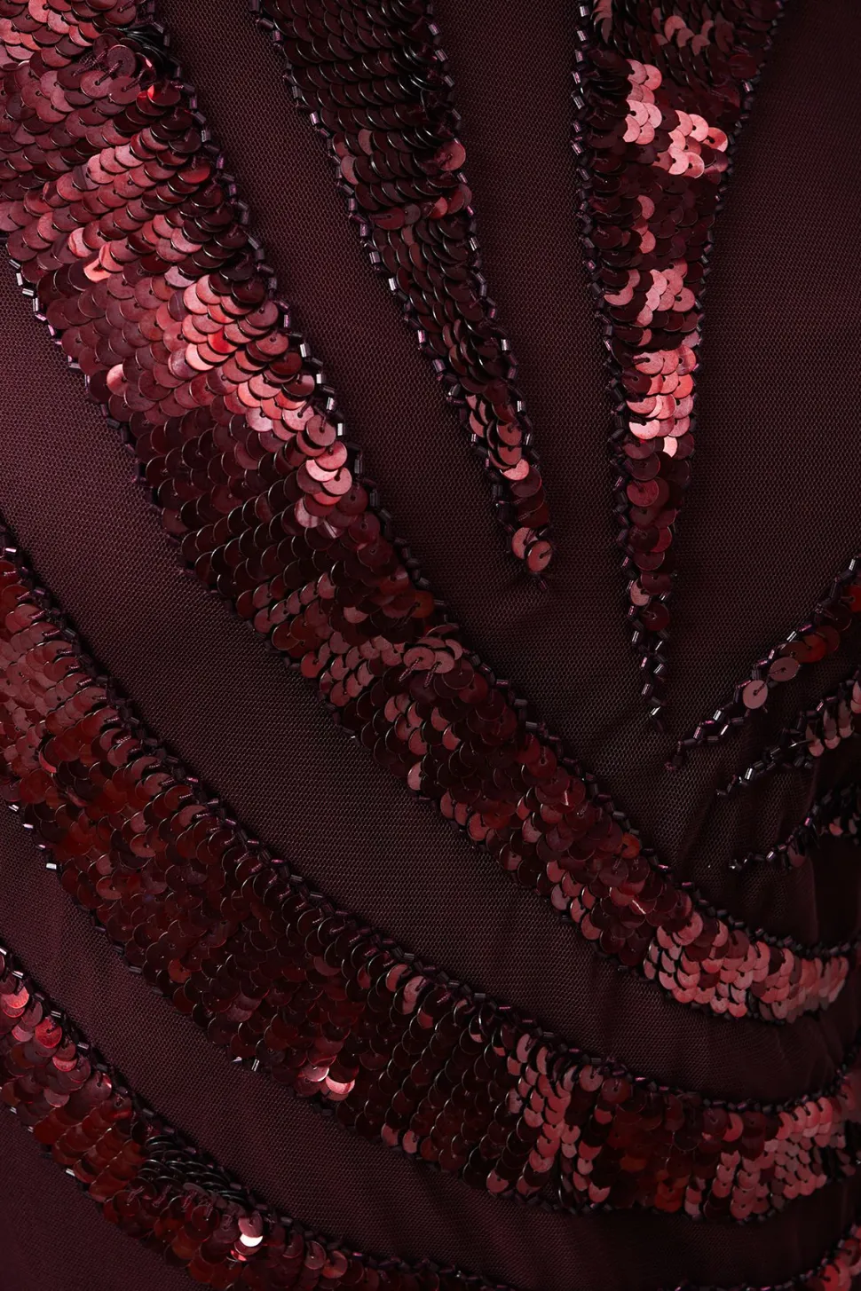 Party Sequin Long Sleeve Fringe Burgundy Mini Dress