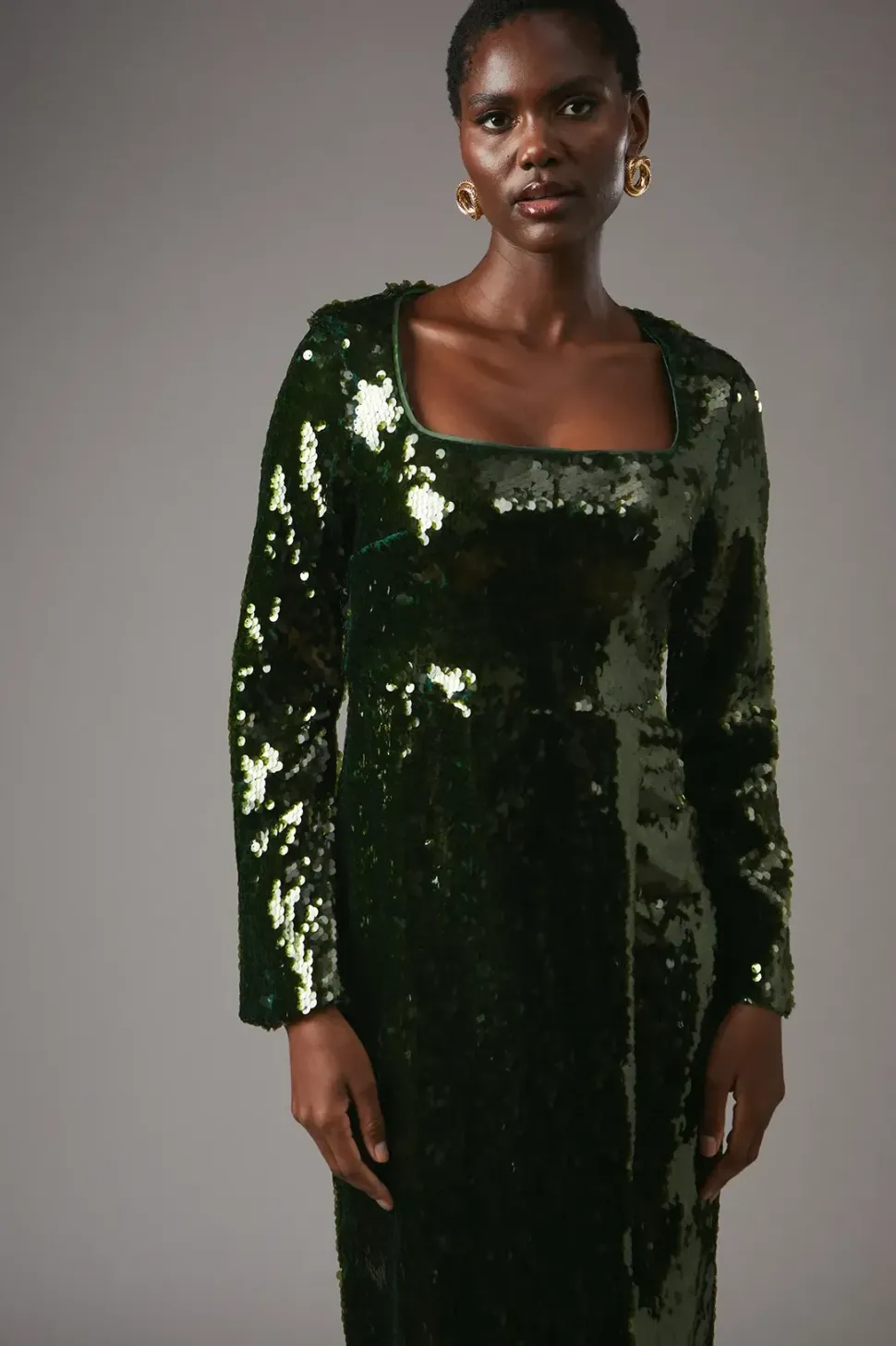 Party Sequin Long Sleeve Velvet Pencil Dress