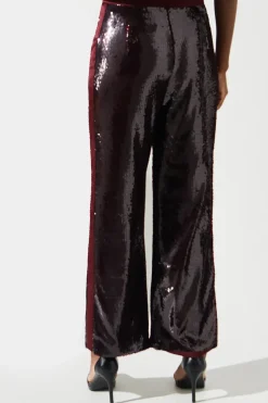 Party Sequin Satin Burgundy Trouser