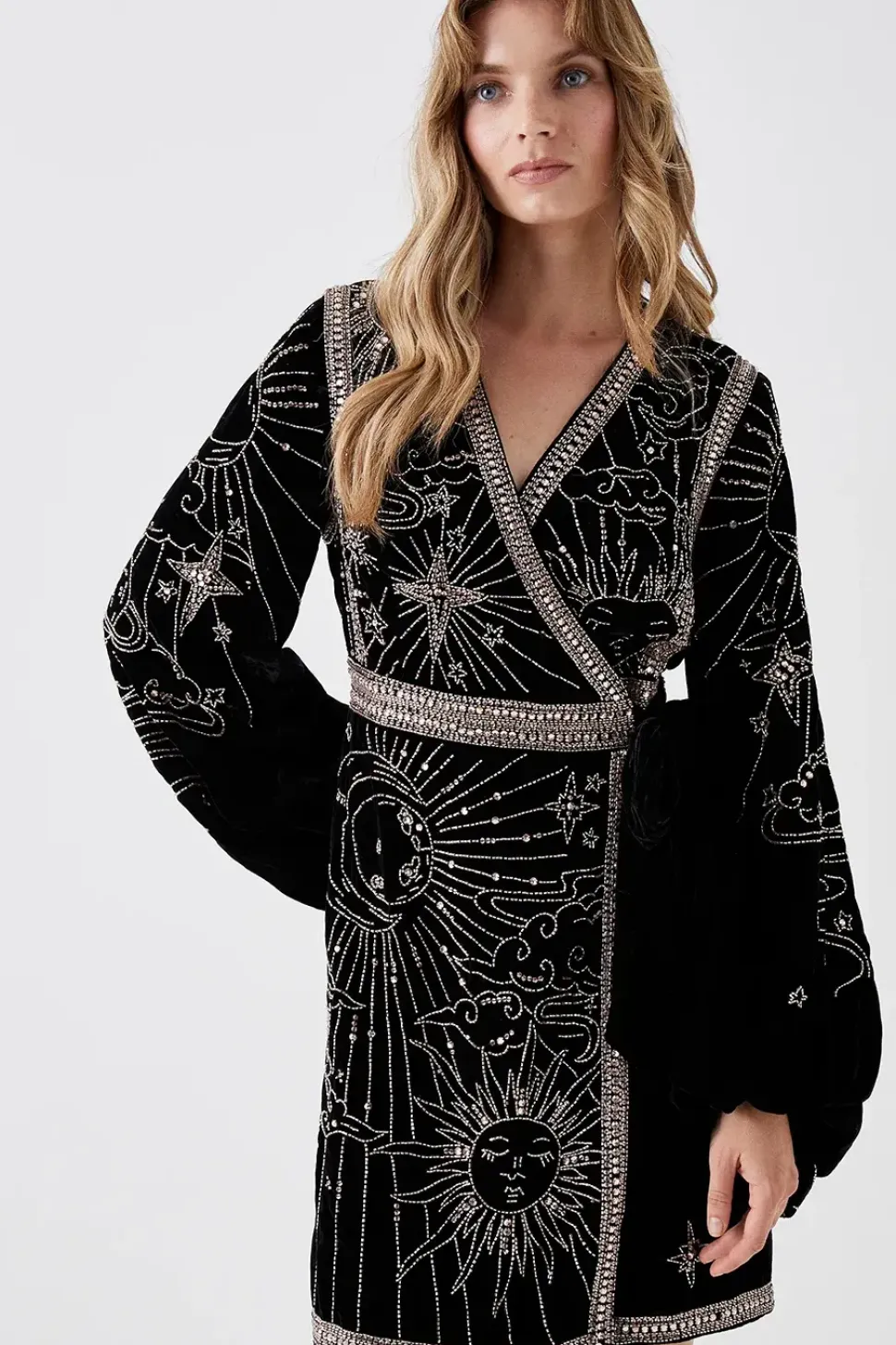 Party Sequin Velvet Wrap Mini Dress