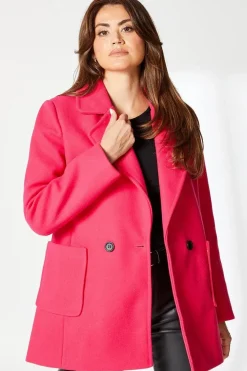 Patch Pocket Short Double Breasted Coat