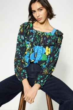Patch Print Bold Floral Blouse