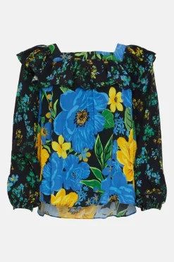 Patch Print Bold Floral Blouse