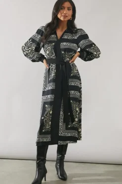 Patchwork Contrast Placket Shirt Dress