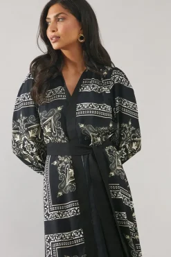 Patchwork Contrast Placket Shirt Dress