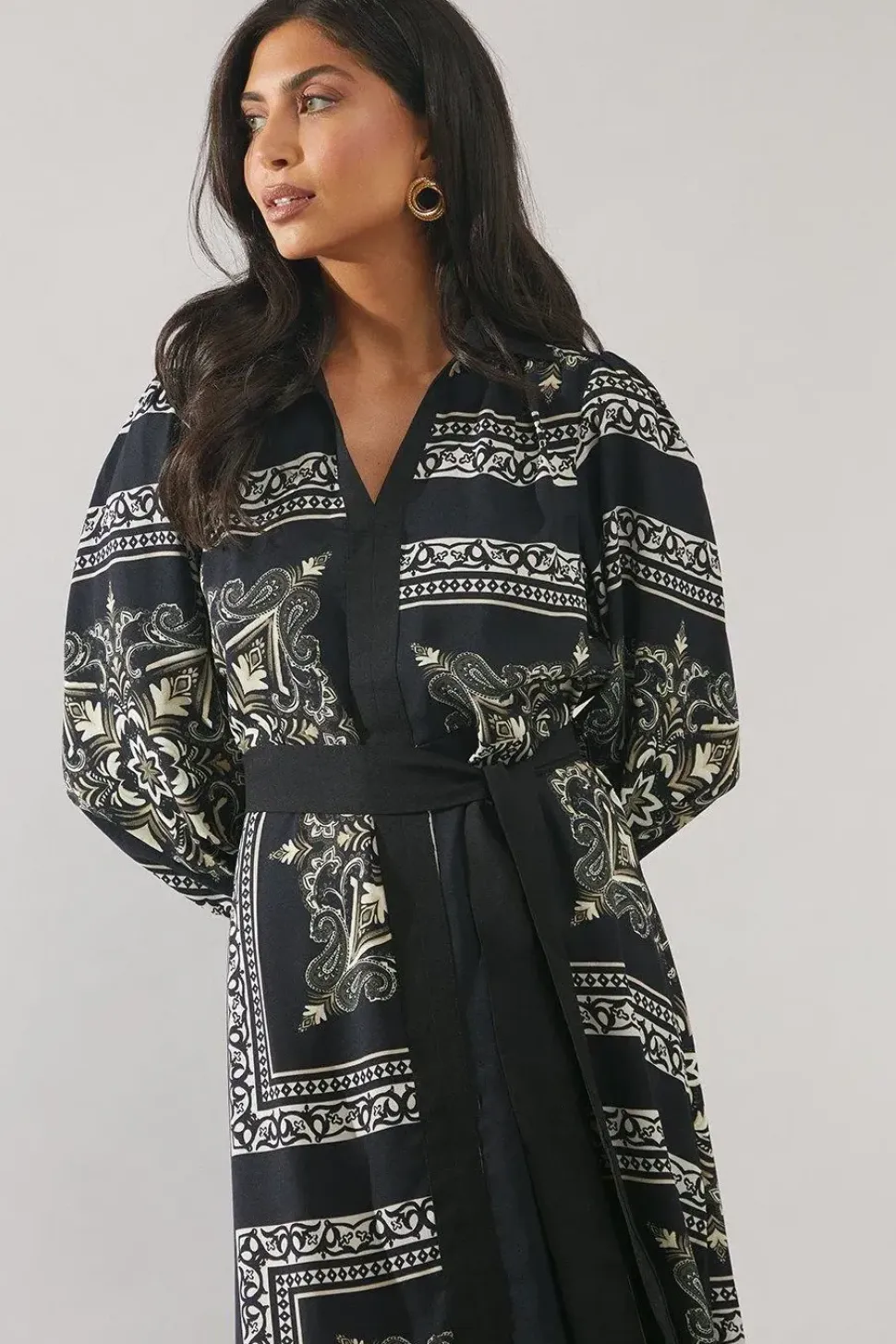 Patchwork Contrast Placket Shirt Dress