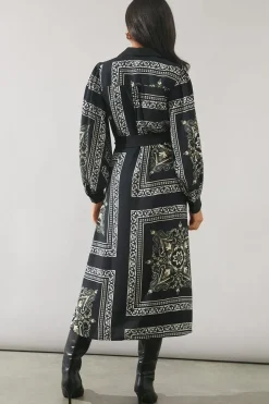 Patchwork Contrast Placket Shirt Dress