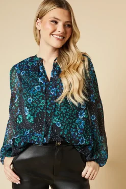 Patchwork Floral Chiffon Overhead Shirt