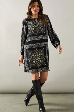 Patchwork Keyhole Detail Shift Dress
