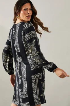 Patchwork Keyhole Detail Shift Dress