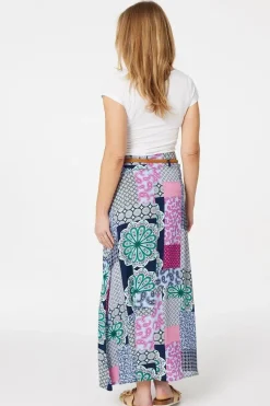 Patchwork Print A-Line Maxi Skirt