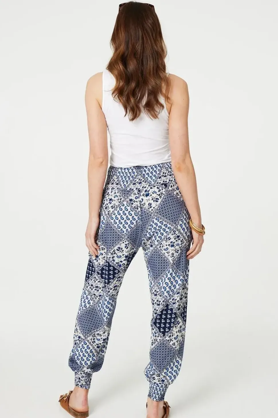 Patchwork Print High Waist Harem Pants