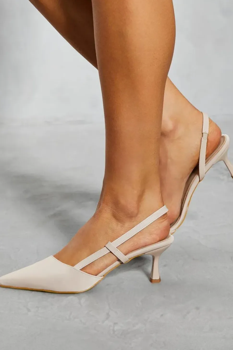 Patent Sling Back Kitten Heel Court Shoes