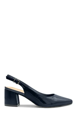 Patent 'Isabel' Mid Block Heel Slingback Court Shoe