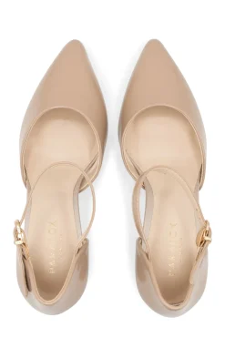 Patent 'Ronda' High Block Heel Ankle Strap Court Shoe