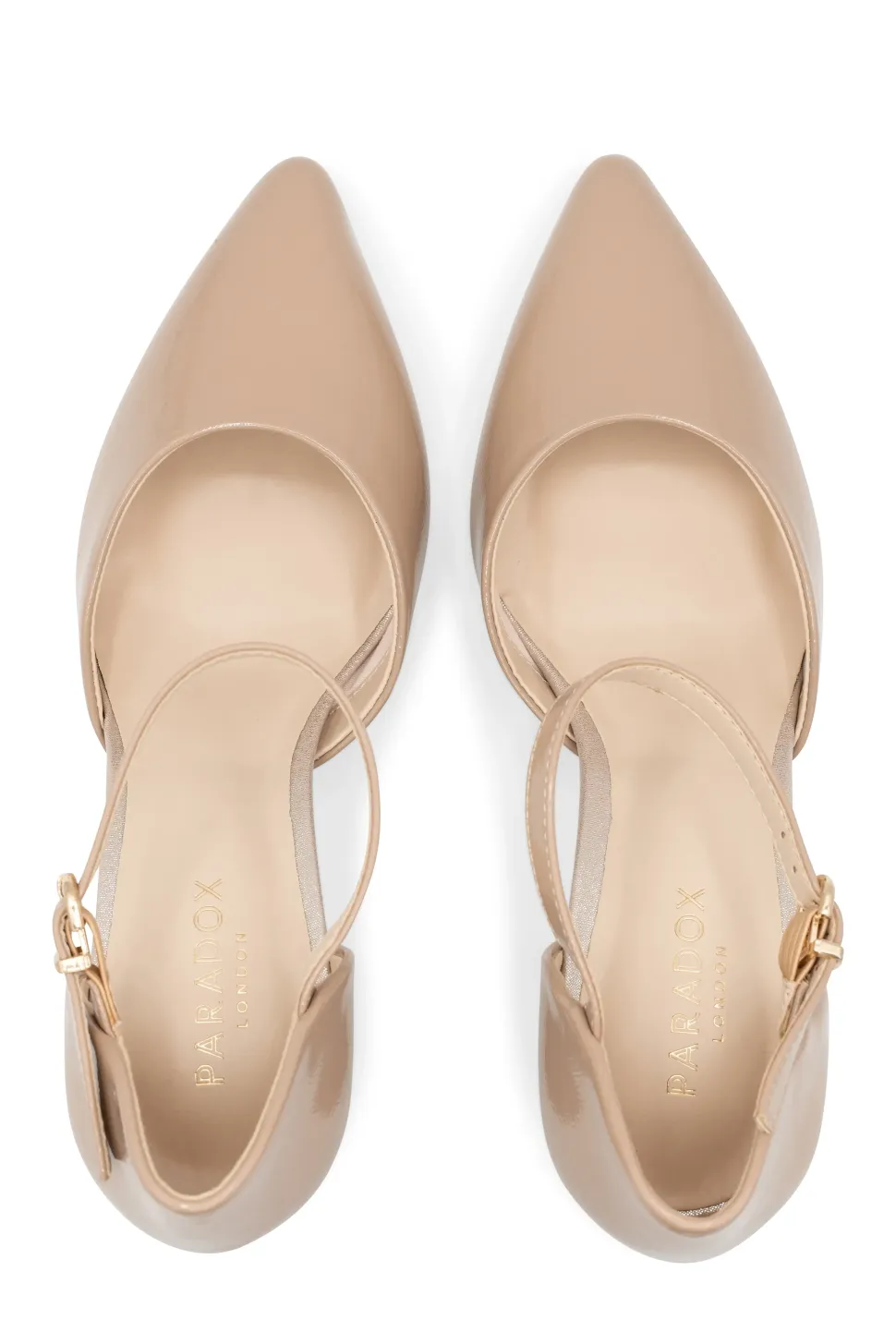 Patent 'Ronda' High Block Heel Ankle Strap Court Shoe
