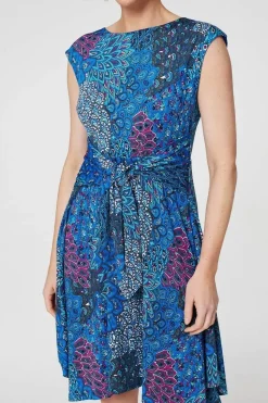 Peacock Print Tie Front Dress