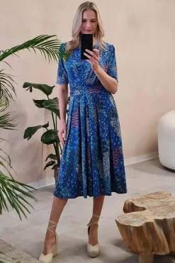 Peacock Print Wrap Front Dress