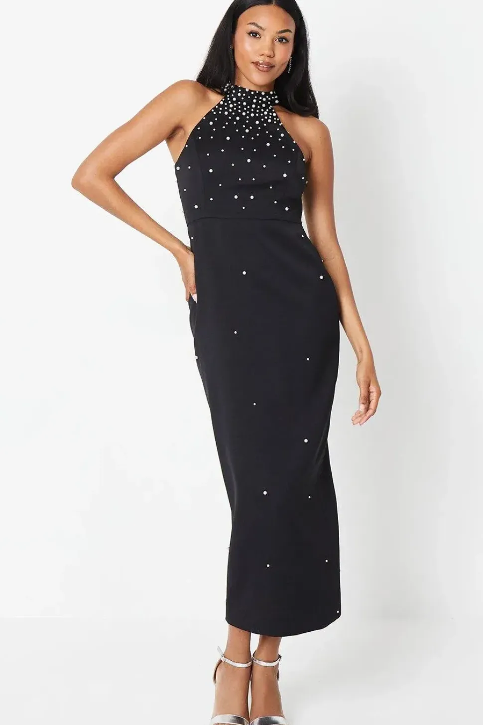 Peal Embellished Evening Maxi Dress