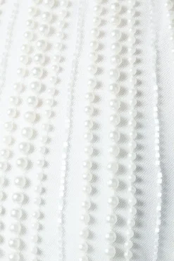 Pearl Detail High Neck Embellished Bridal Midi Dress