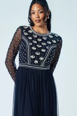 Pearl Drop Long Sleeve Two In One Bridesmaids Dress