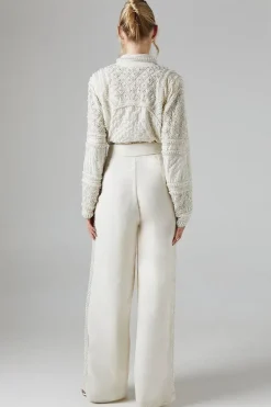 Pearl Embellished Bodice Velvet Bridal Jumpsuit