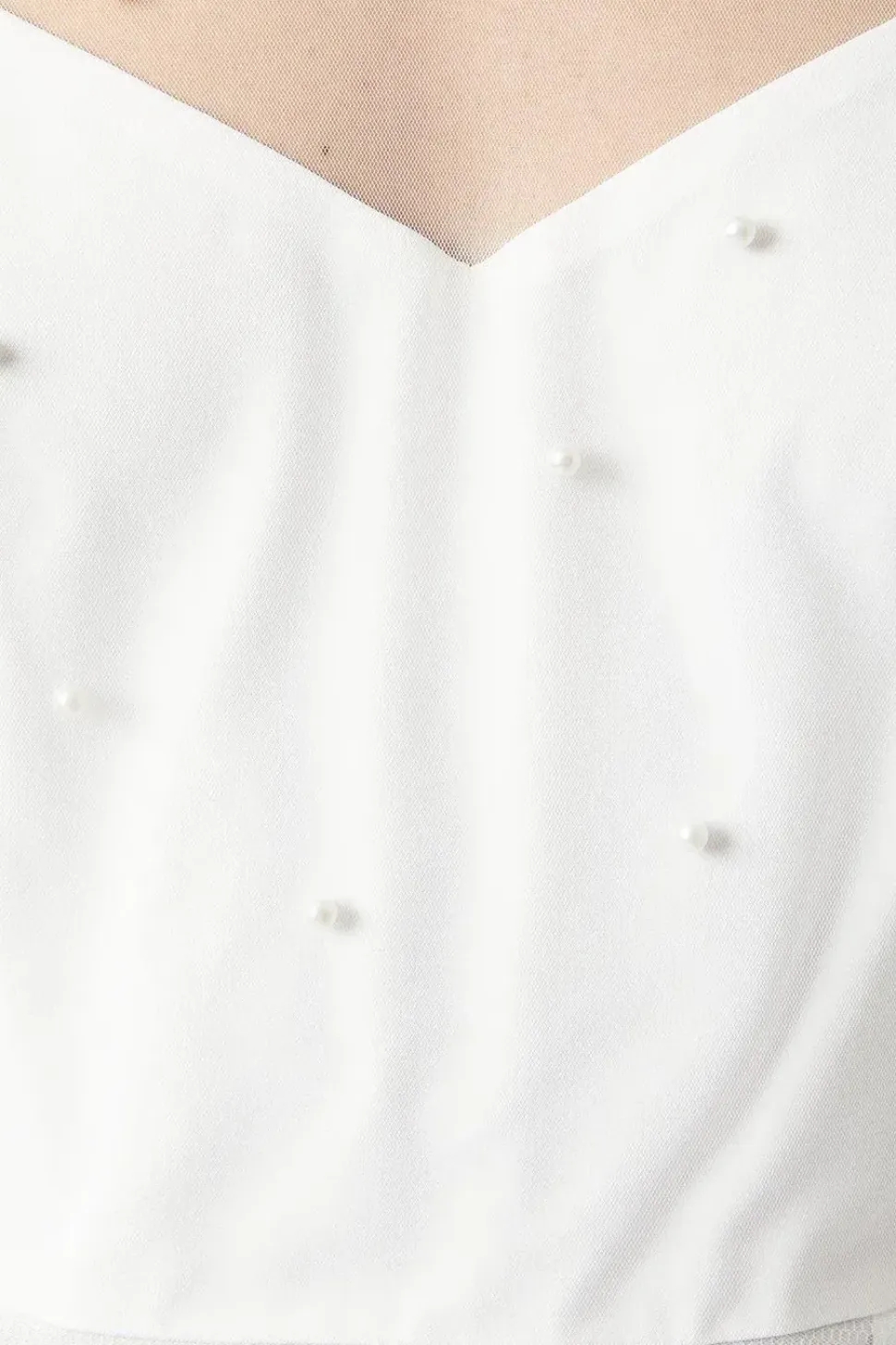 Pearl Embellished Mesh Wedding Dress