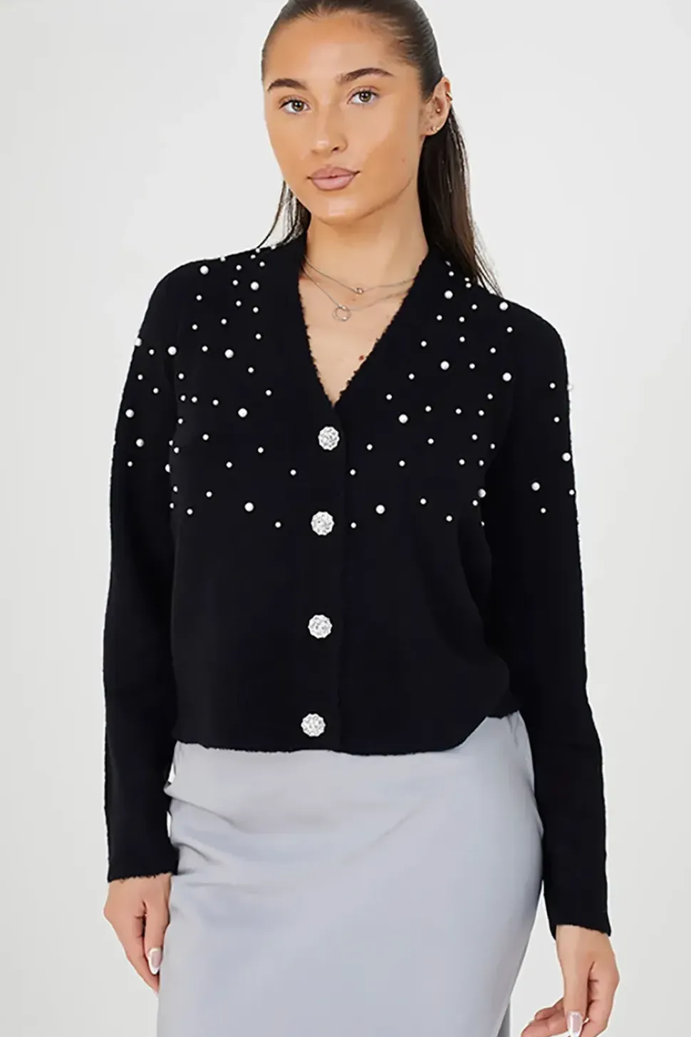 Pearl Embellishment Cardigan
