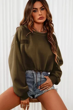 Perfectly Oversized Cropped Sweatshirt In Khaki