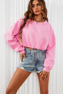 Perfectly Oversized Cropped Sweatshirt In Pink