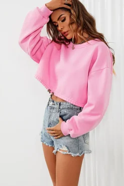 Perfectly Oversized Cropped Sweatshirt In Pink